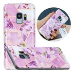 For Samsung Galaxy S9 Flat Plating Splicing Gilding Protective Case(Purple Flowers Color Matching)