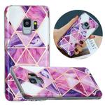For Samsung Galaxy S9 Flat Plating Splicing Gilding Protective Case(Rose Red Purple Color Matching)