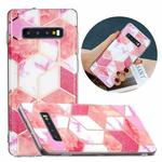 For Samsung Galaxy S10 Flat Plating Splicing Gilding Protective Case(Cherry Glitter Color Matching)