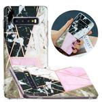 For Samsung Galaxy S10 Flat Plating Splicing Gilding Protective Case(Grey Pink White Marble Color Matching)