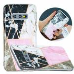 For Samsung Galaxy S10e Flat Plating Splicing Gilding Protective Case(Grey Pink White Marble Color Matching)