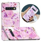 For Samsung Galaxy S10+ Flat Plating Splicing Gilding Protective Case(Purple Flowers Color Matching)