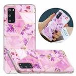 For Samsung Galaxy S20 Flat Plating Splicing Gilding Protective Case(Purple Flowers Color Matching)