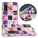For Samsung Galaxy S20+ Flat Plating Splicing Gilding Protective Case(Square Color Matching)