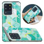 For Samsung Galaxy S20 Ultra Flat Plating Splicing Gilding Protective Case(Green Glitter Color Matching)