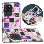 For Samsung Galaxy S20 Ultra Flat Plating Splicing Gilding Protective Case(Square Color Matching)