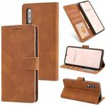 For Huawei P30 Fantasy Classic Skin-feel Calfskin Texture Magnetic Buckle Horizontal Flip PU Leather Case with Holder & Card Slot & Wallet(Brown)