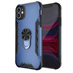 For iPhone 11 Magnetic Frosted PC + Matte TPU Shockproof Case with Ring Holder (Classic Blue)