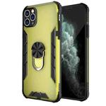 For iPhone 11 Pro Max Magnetic Frosted PC + Matte TPU Shockproof Case with Ring Holder (Olive Yellow)