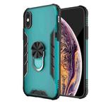 For iPhone X / XS Magnetic Frosted PC + Matte TPU Shockproof Case with Ring Holder(Glistening Green)