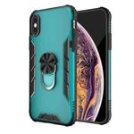 For iPhone XS Max Magnetic Frosted PC + Matte TPU Shockproof Case with Ring Holder(Glistening Green)