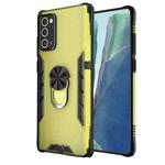 For Samsung Galaxy Note20 Magnetic Frosted PC + Matte TPU Shockproof Case with Ring Holder (Olive Yellow)