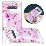 For LG Stylo 6 Flat Plating Splicing Gilding Protective Case(Purple Flowers)