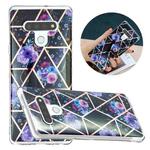 For LG Stylo 6 Flat Plating Splicing Gilding Protective Case(Black Background Flower)