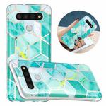 For LG K51 Flat Plating Splicing Gilding Protective Case(Green Glitter)