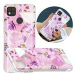 For Xiaomi Redmi 9C Flat Plating Splicing Gilding Protective Case(Purple Flowers)