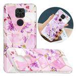 For Xiaomi Redmi Note 9 Flat Plating Splicing Gilding Protective Case(Purple Flowers)