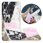 For Xiaomi Redmi Note 9 Flat Plating Splicing Gilding Protective Case(Grey Pink White Marble)