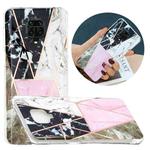 For Xiaomi Redmi Note 9 Pro Flat Plating Splicing Gilding Protective Case(Grey Pink White Marble)