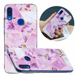 For Xiaomi Redmi Note 7 Flat Plating Splicing Gilding Protective Case(Purple Flowers)