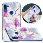 For Xiaomi Redmi Note 7 Flat Plating Splicing Gilding Protective Case(Purple White Marble)