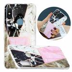For Xiaomi Redmi Note 6 / Note 6 Pro Flat Plating Splicing Gilding Protective Case(Grey Pink White Marble)