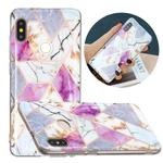 For Xiaomi Redmi Note 5 Pro Flat Plating Splicing Gilding Protective Case(Purple White Marble)