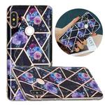 For Xiaomi Redmi Note 5 Pro Flat Plating Splicing Gilding Protective Case(Black Background Flower)