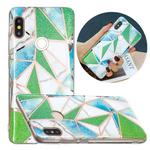 For Xiaomi Redmi Note 5 Pro Flat Plating Splicing Gilding Protective Case(Green Triangle)