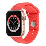 Woven Pattern Silicone Snap Watch Band For Apple Watch Series 7 45mm / 6 & SE & 5 & 4 44mm / 3 & 2 & 1 42mm(Bright Pink)
