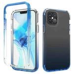 For iPhone 12 / 12 Pro Transparency PC Two-color Gradient Candy Color TPU Shockproof Phone Case (Blue)