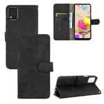 For LG K42 Solid Color Skin Feel Magnetic Buckle Horizontal Flip Calf Texture PU Leather Case with Holder & Card Slots & Wallet(Black)