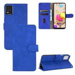 For LG K42 Solid Color Skin Feel Magnetic Buckle Horizontal Flip Calf Texture PU Leather Case with Holder & Card Slots & Wallet(Blue)