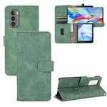 For LG Wing 5G Solid Color Skin Feel Magnetic Buckle Horizontal Flip Calf Texture PU Leather Case with Holder & Card Slots & Wallet(Green)