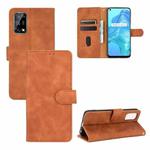 For OPPO Realme V5 / Realme Q2 Solid Color Skin Feel Magnetic Buckle Horizontal Flip Calf Texture PU Leather Case with Holder & Card Slots & Wallet(Brown)
