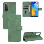 For Huawei P Smart 2021 / Y7A Solid Color Skin Feel Magnetic Buckle Horizontal Flip Calf Texture PU Leather Case with Holder & Card Slots & Wallet(Green)