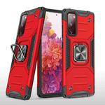 For Samsung Galaxy S20 FE Magnetic Armor Shockproof TPU + PC Case with Metal Ring Holder(Red)