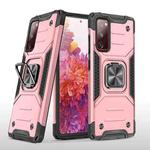For Samsung Galaxy S20 FE Magnetic Armor Shockproof TPU + PC Case with Metal Ring Holder(Rose Gold)