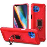 For Motorola Moto G 5G Plus Carbon Fiber Protective Case with 360 Degree Rotating Ring Holder(Red)