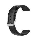 22mm Silicone Leather Watch Band for Huawei Watch GT 2 46mm(Black)