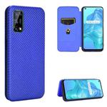 For OPPO Realme V5 / Realme Q2 Carbon Fiber Texture Horizontal Flip TPU + PC + PU Leather Case with Card Slot(Blue)