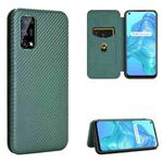 For OPPO Realme V5 / Realme Q2 Carbon Fiber Texture Horizontal Flip TPU + PC + PU Leather Case with Card Slot(Green)