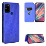 For Wiko View5 Plus Carbon Fiber Texture Horizontal Flip TPU + PC + PU Leather Case with Card Slot(Blue)
