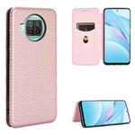 For Xiaomi Mi 10T Lite Carbon Fiber Texture Horizontal Flip TPU + PC + PU Leather Case with Card Slot(Pink)