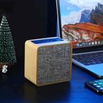Q4 Wooden Fabric Bluetooth Speaker, Support TF Card & 3.5mm AUX(Yellow)
