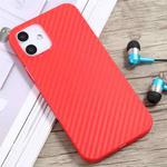For iPhone 12 mini Carbon Fiber Texture PP Protective Case (Red)