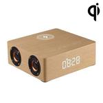 Q5A Multifunctional Wooden Touch Clock Display Wireless Charging Bluetooth Speaker, Support TF Card & U Disk & 3.5mm AUX(Yellow Wood)