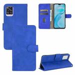 For vivo V20 Pro / S7 Solid Color Skin Feel Magnetic Buckle Horizontal Flip Calf Texture PU Leather Case with Holder & Card Slots & Wallet(Blue)