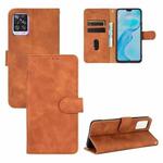 For vivo V20 Pro / S7 Solid Color Skin Feel Magnetic Buckle Horizontal Flip Calf Texture PU Leather Case with Holder & Card Slots & Wallet(Brown)