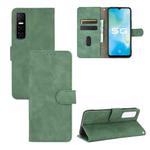 For vivo Y73s Solid Color Skin Feel Magnetic Buckle Horizontal Flip Calf Texture PU Leather Case with Holder & Card Slots & Wallet(Green)